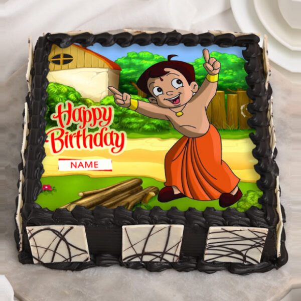 Buy Chhota Bheem & Friends Pineapple Round Photo Cake Online : DIZOVI Bakery